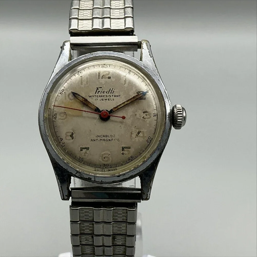 Vintage Friedli Mens Watch 30mm Manual Wind Swiss Made NON WORKING for Parts